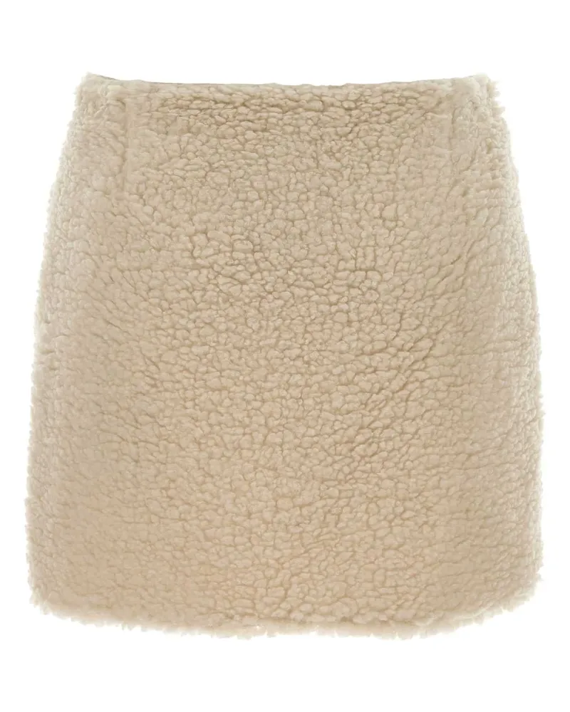 Moncler Teddy Fabric Mini Skirt — Cream Cream