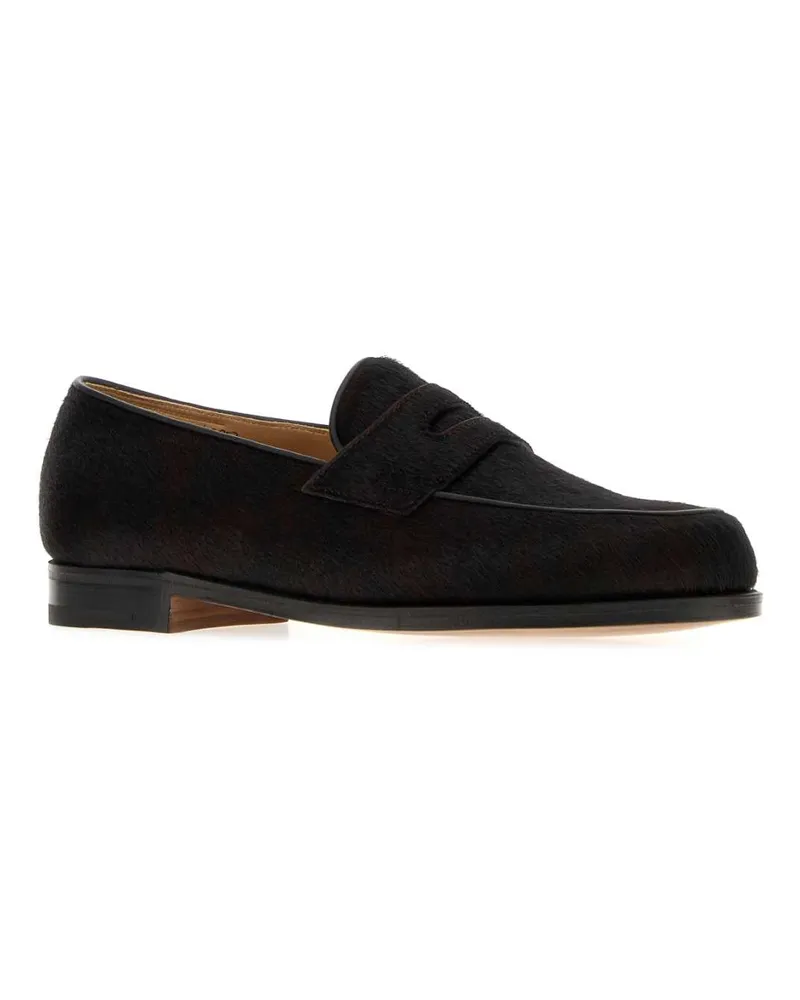 John Lobb Two-Tone Calf Hair Loafer — Black Black