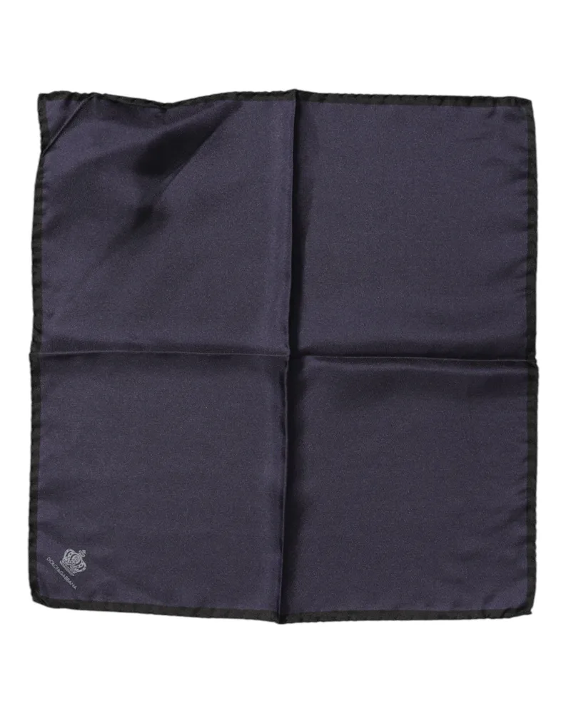 Dolce & Gabbana Blue Dg Crown Silk Square Men Foulard Scarf Navy