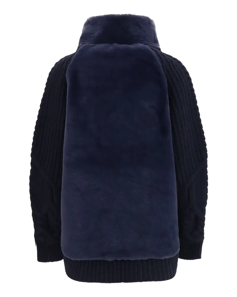 Herno Fur-Collar Merino Wool Jacket — Navy Navy