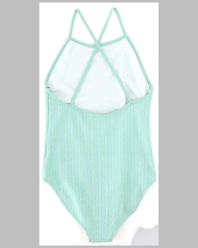Ralph Lauren Knit Hipster One-Piece Swimsuit — Green Green
