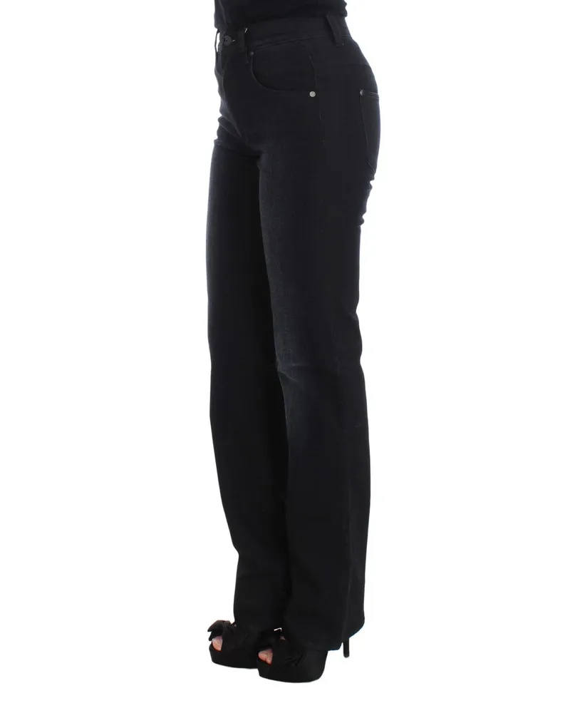 Ermanno Scervino Women's Blue Cotton Blend Slim Fit Bootcut Jeans Clothing Blue
