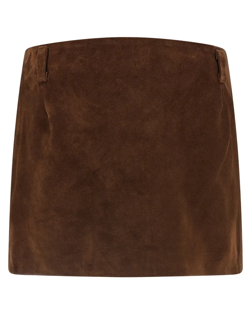 Marni Women's Brown Calfskin Long Skirt Brown