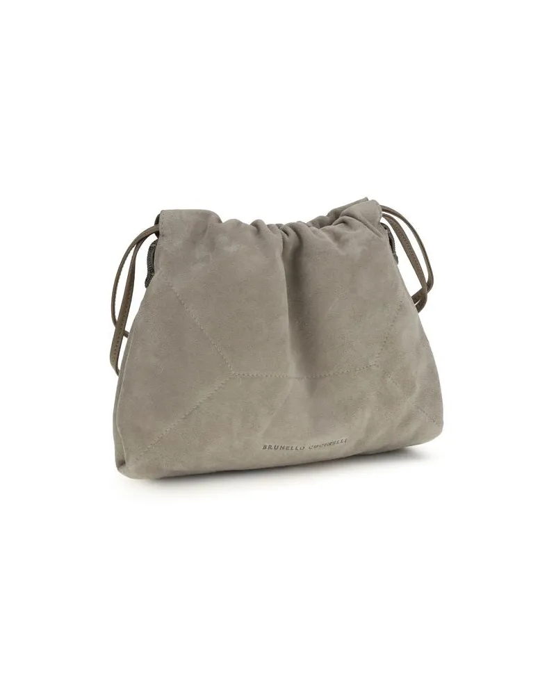 Brunello Cucinelli Women's Gray Calf Leather Bos Taurus Clutch Bag Gray