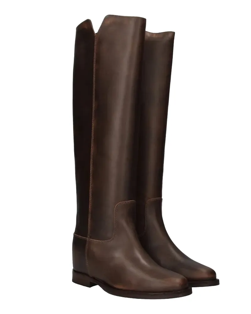 Via Roma 15 Leather Pull-On Boot — Brown Brown