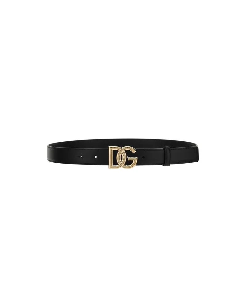 Dolce & Gabbana Women's Black Calf Leather Bos Taurus Regular Belt Black