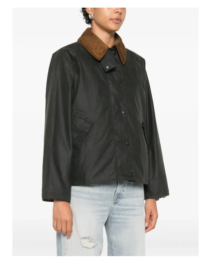 Barbour Waxed Cotton with Corduroy Collar Jacket — Black Black