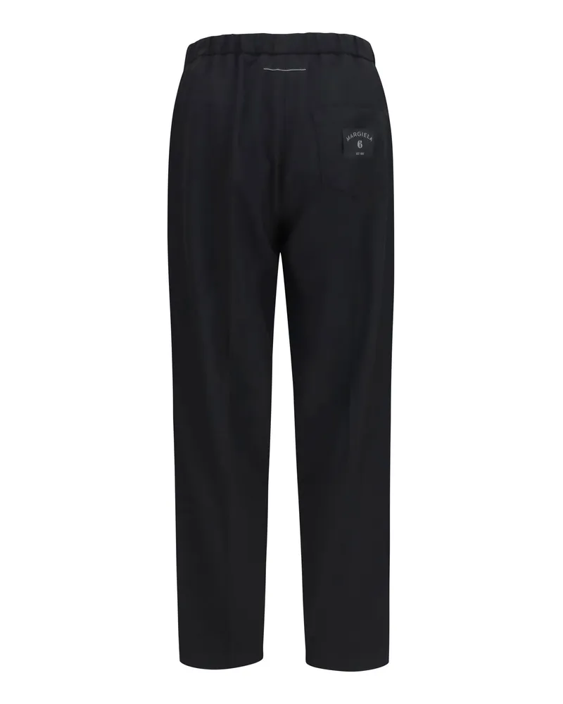 Maison Margiela Men's Drawstring Straight-Leg Pants Black Trousers Black