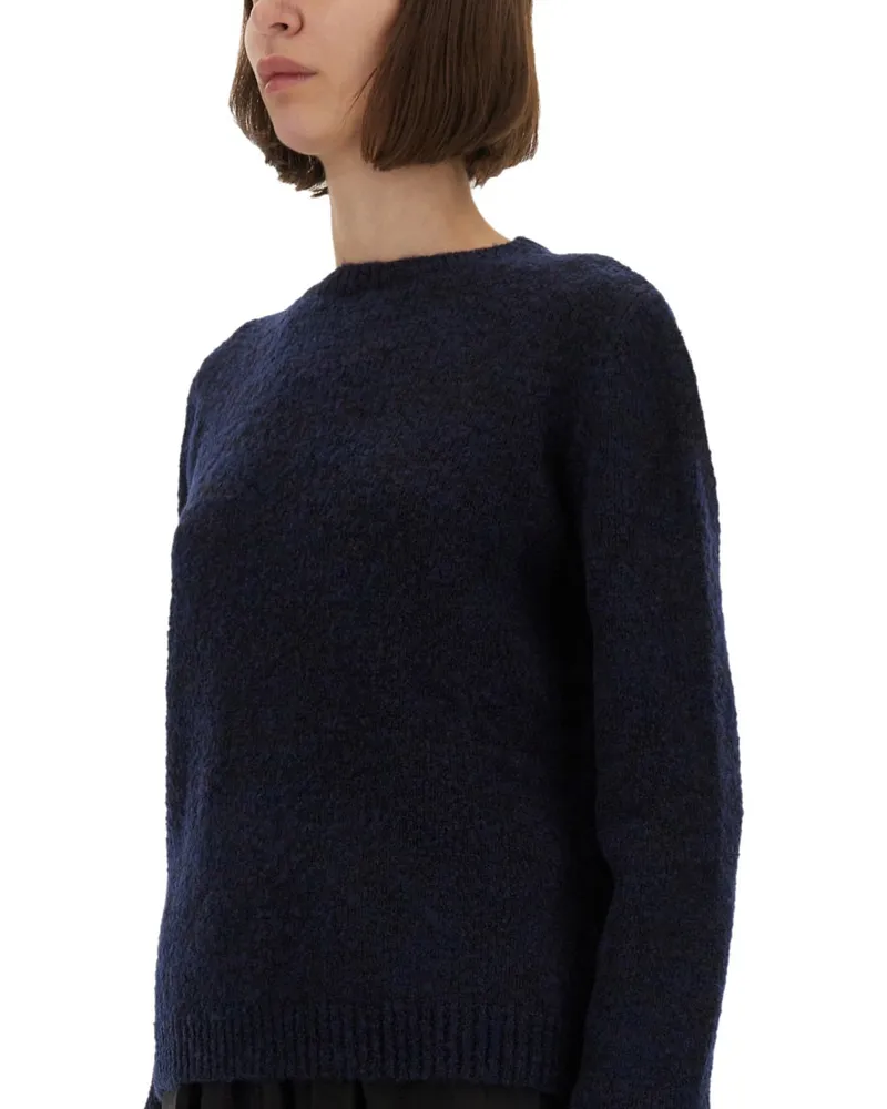 Maison Margiela Virgin Wool Choker Sweater — Blue Blue