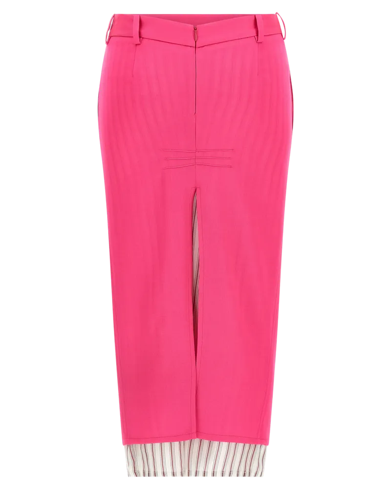 ATTICO Women's Fuchsia Virgin Wool Midi Skirt Pink