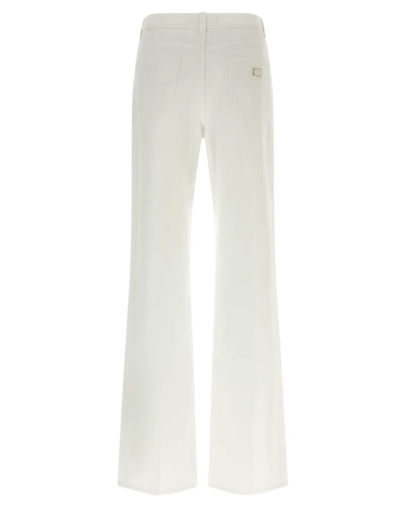 Dolce & Gabbana Garment-Dyed Wide-Leg Jeans — White White