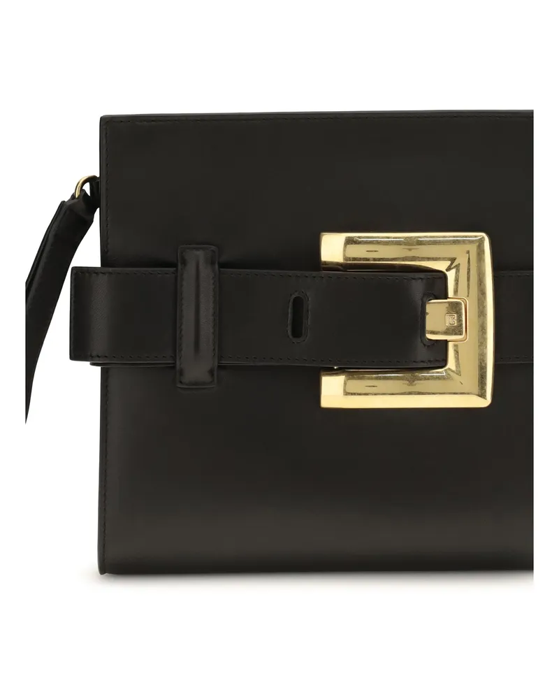 Balmain Women's Leather Clutch Anthem Black Lamb Shoulder Bags Black