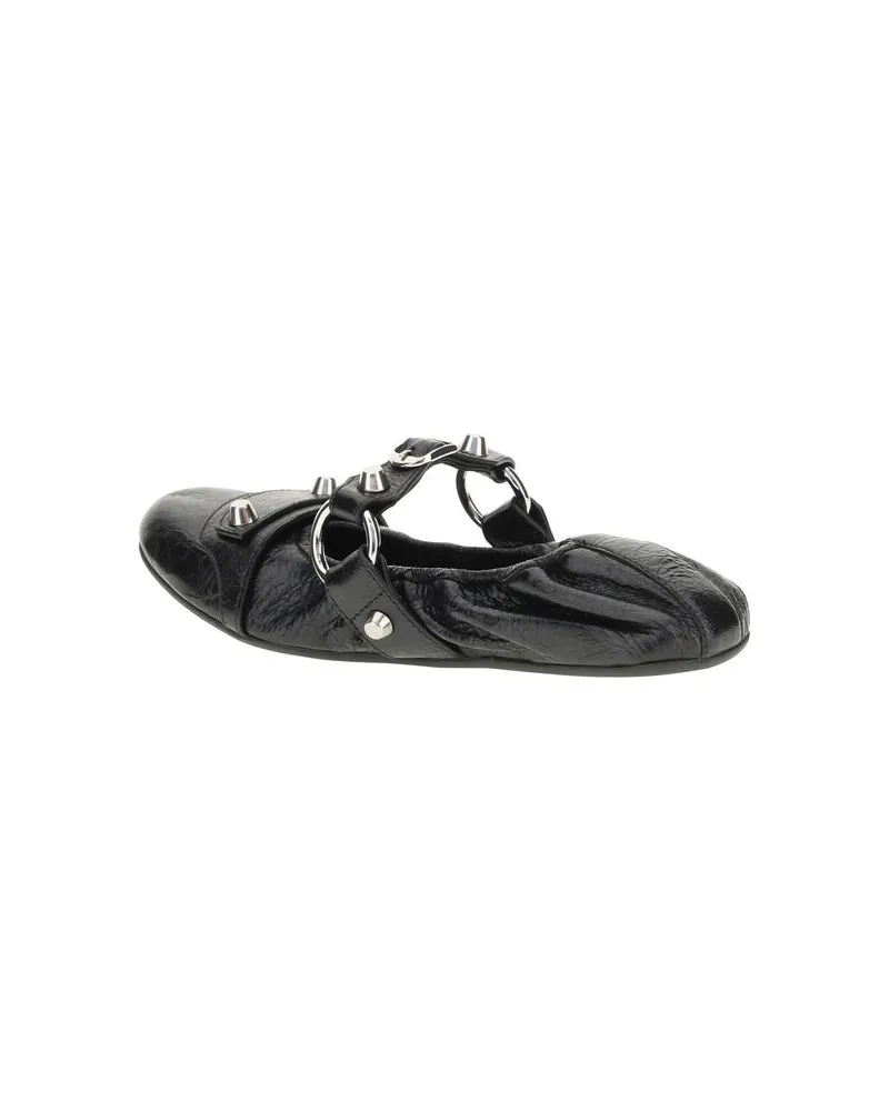 Balenciaga Women's Black Calf Leather Bos Taurus Ballet Flats Black