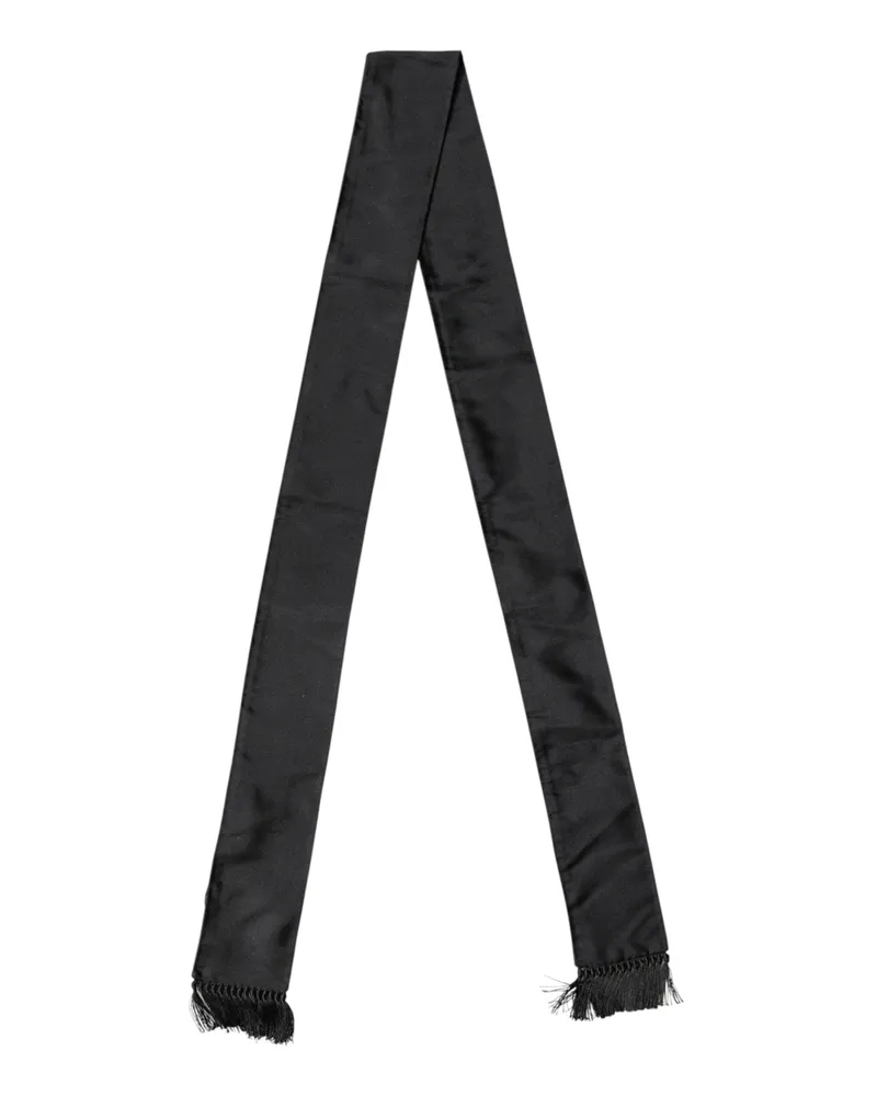 Dolce & Gabbana Men's Black Silk Fringes Neck Wrap Foulard Scarf Black