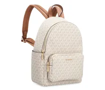 Logo-Print Jacquard Backpack — Beige