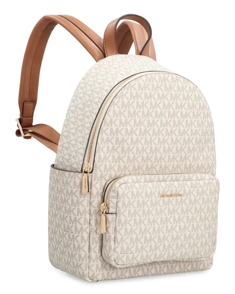 Michael Kors Women's Medium Tanner Logo Print Backpack Panna Pvc Backpacks Beige