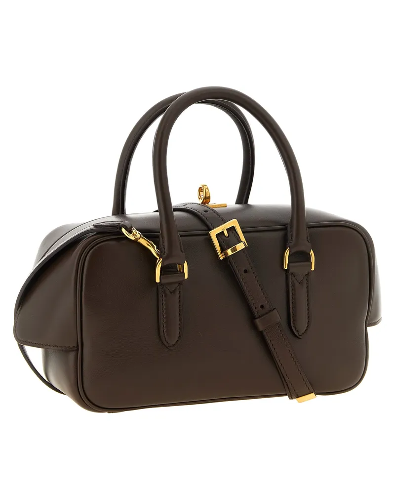 Balenciaga Lambskin Leather Top Handle Bag — Brown Brown