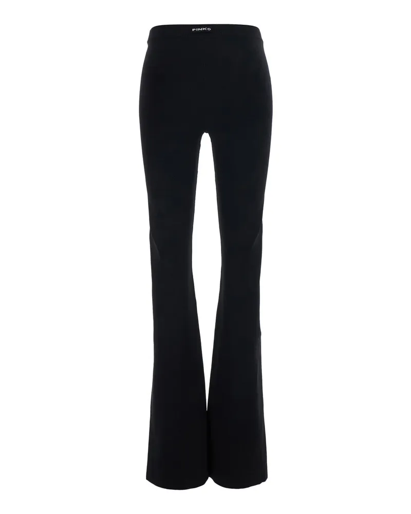 Pinko High-Waisted Tech Fabric Trousers — Black Black