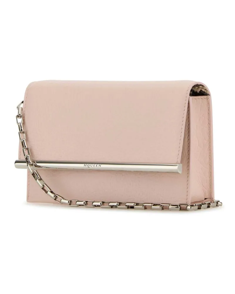 Alexander McQueen Women's Pink Leather Mini Cross-Bar Clutch Venuspinksilver Pink