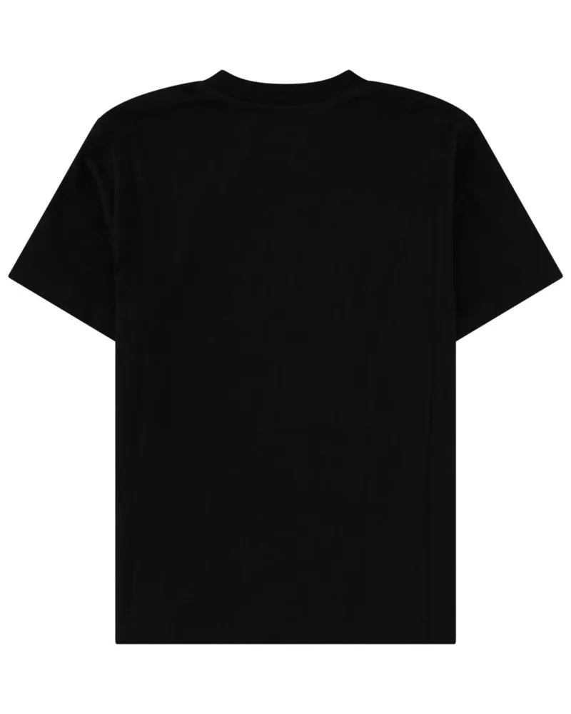 MSGM Lace-Embroidered Logo T-Shirt — Black Black