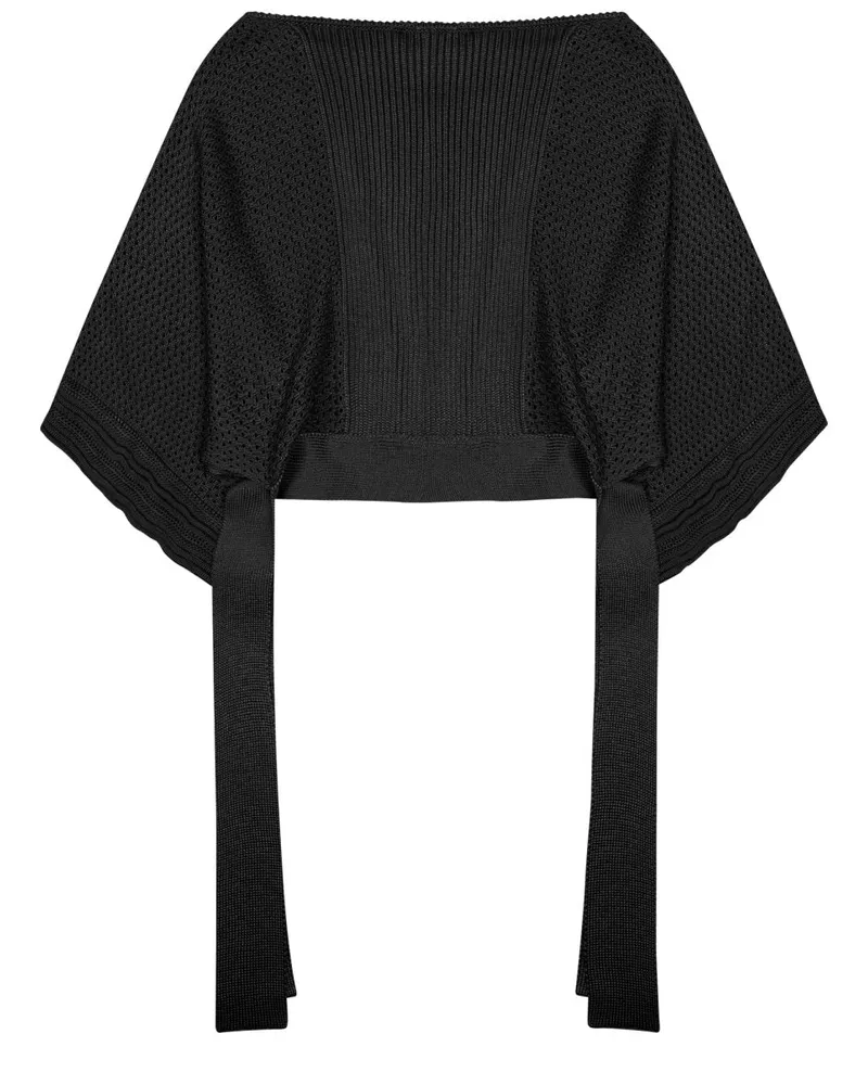 Alberta Ferretti Viscose Knit Poncho — Black Black