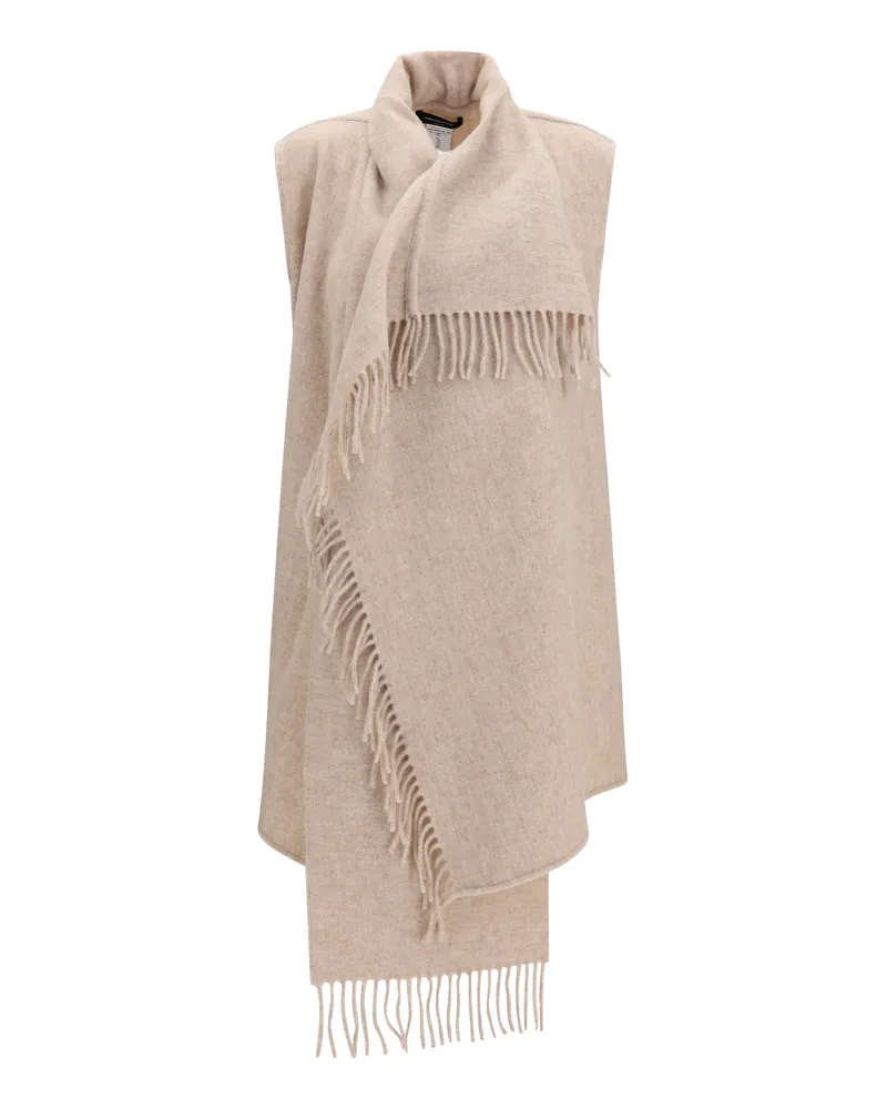 Fabiana Filippi Women's Cape Wool With Fringes Beige Merino (ovis Aries) Scarf Scarfs Beige