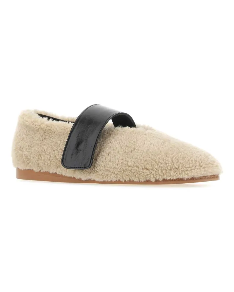 LOW CLASSIC Women's Beige Teddy Mary Jane Ballerinas 0269 Ballerine Flat Shoes Beige