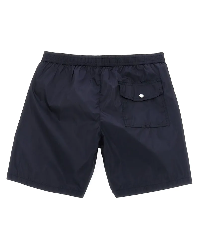 Moncler Tricolor Trim Technical Nylon Swimsuit — Navy Navy