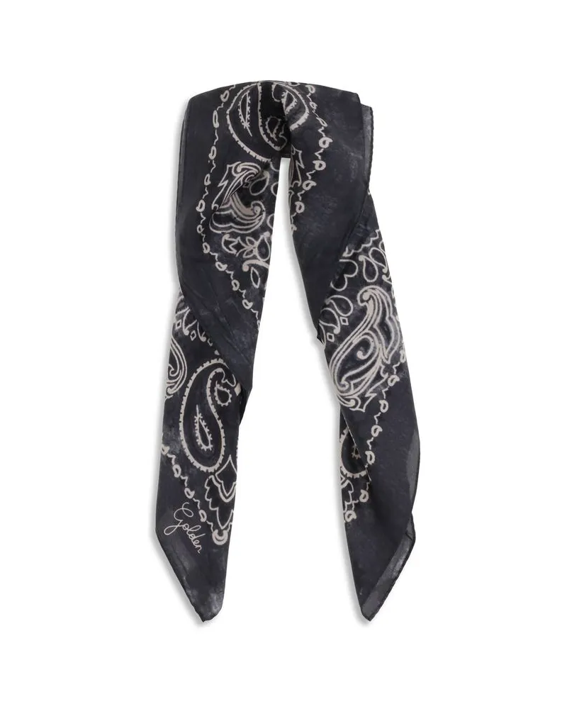 Golden Goose Paisley Printed Silk Scarf — Gray Gray