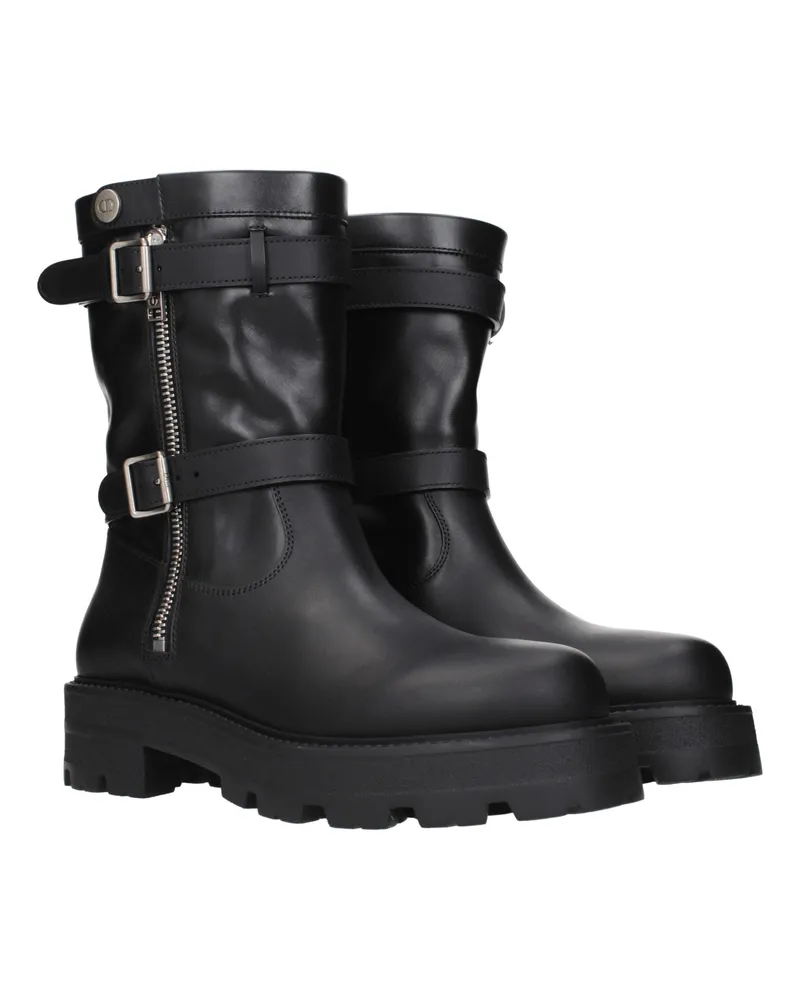 Dior Women's Black Leather Ankle Boots Black