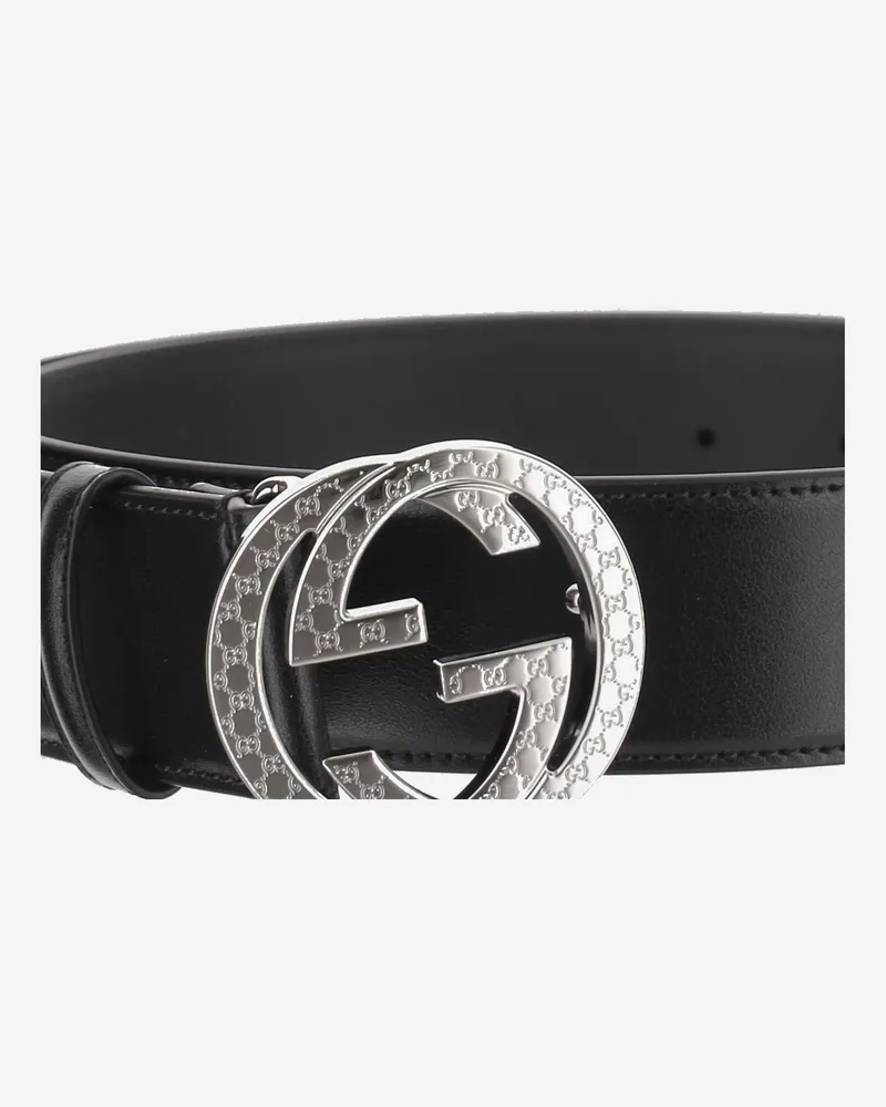 Gucci Men's Leather Belt Gg Black Calfskin Black