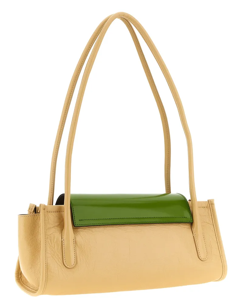Marni Trunkette Calfskin Leather Shoulder Bag — Beige Beige