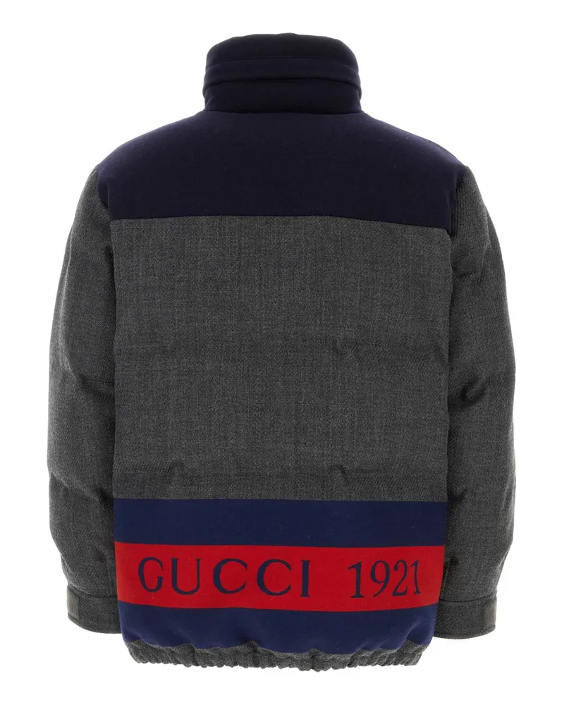 Gucci Men's Dark Grey Wool Blend Down Jacket Greyblueredmix Piumini Gray