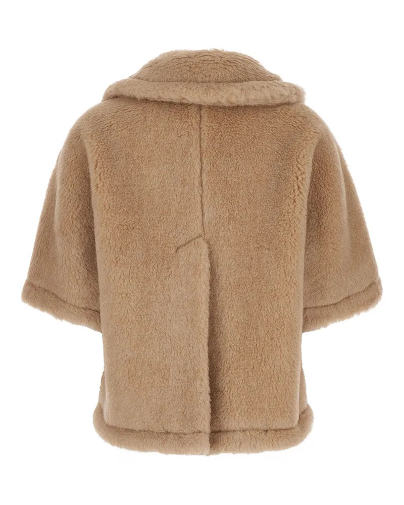 Max Mara Women's Cloak Corvino Beige Faux Fur Alpaca Coat Beige