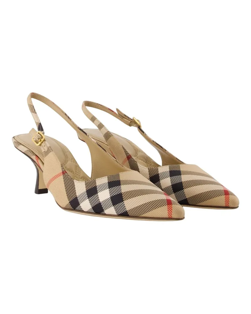 Burberry Women's Lf Dame 55 Pumps -  Nylon Multicolor Shoes Beige