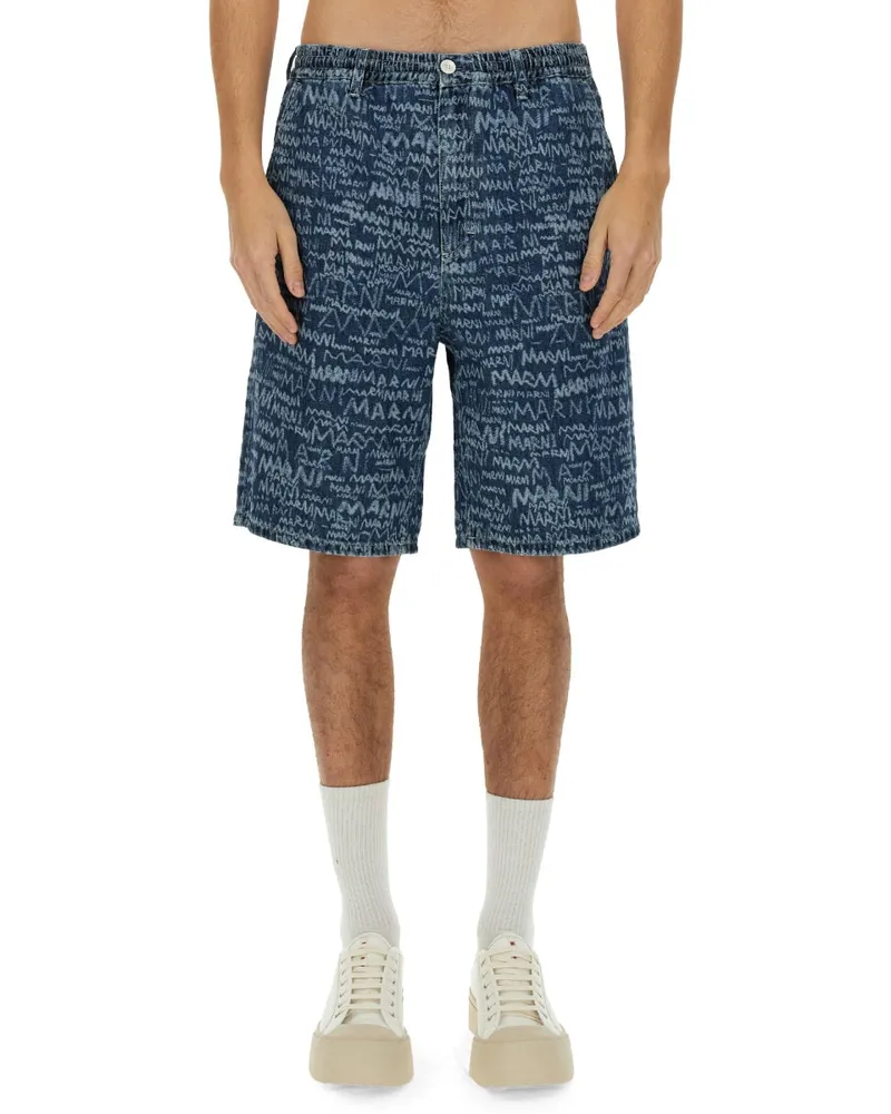 Marni 100% Cotton Denim Shorts — Blue Blue