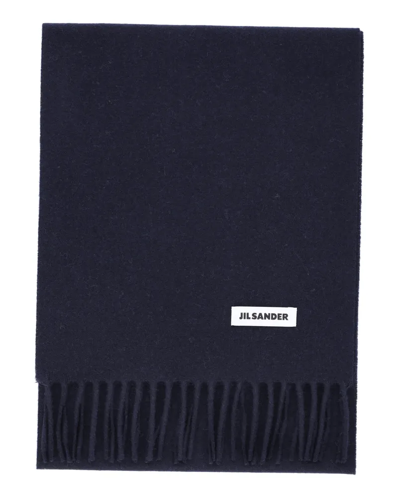 Jil Sander Women's Scarfs Blue Virgin Wool Navy