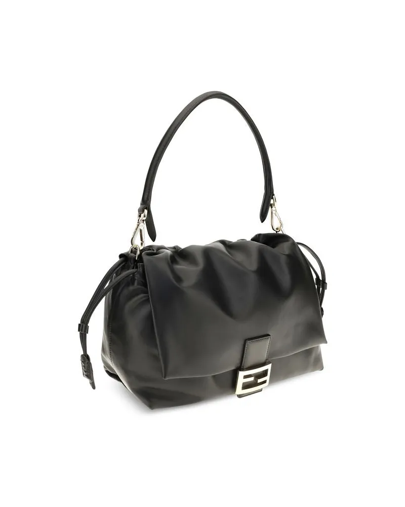 Fendi Women's Black Calf Leather Bos Taurus Shoulder Bag Black