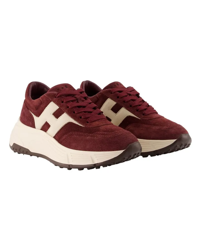 Hogan Women's H669 Allacciato H Trainers -  Leather Burgundy Calfskin Shoes Sneakers Burgundy