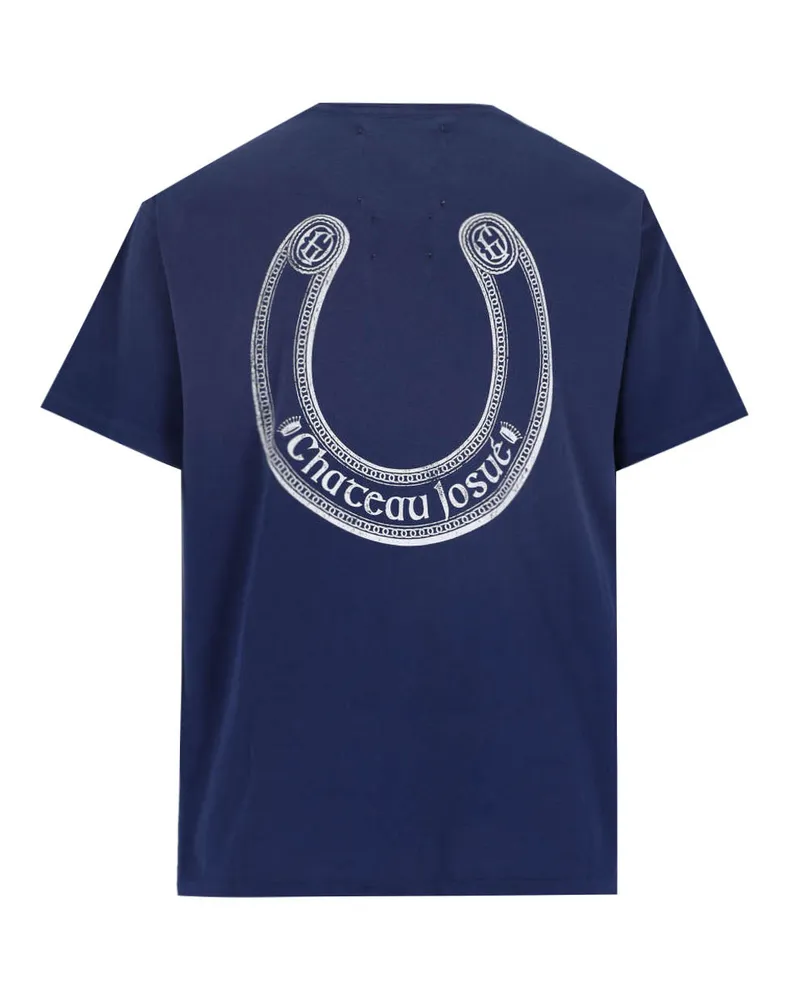 GALLERY DEPT. Men's Distressed Script Graphic T-Shirt Navy Cotton Navy