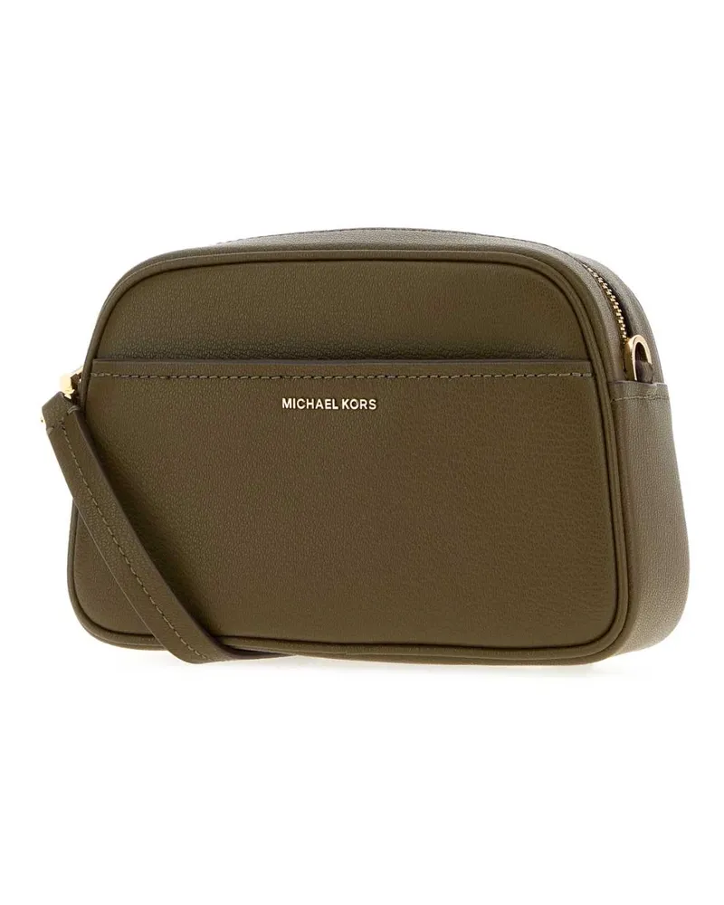 Michael Kors Women's Olive Green Leather Jet Stet Crossbody Bag Loden Borse A Mano Green