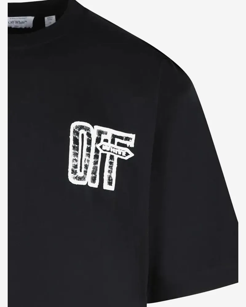 OFF-WHITE Men's Cotton T-Shirt Motion Arrow Skate Black T-Shirts And Polos Black