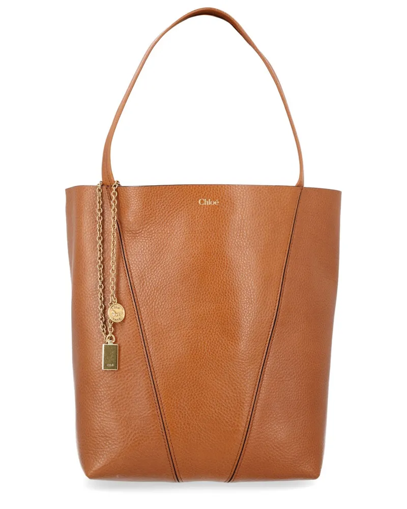 Chloé Women's Tote Bag Spin Leather Brown Handbags Hand Brown