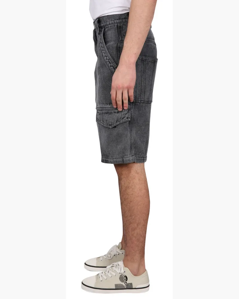 Isabel Marant Cotton with Button-Zip Closure Bermuda Shorts — Black Black