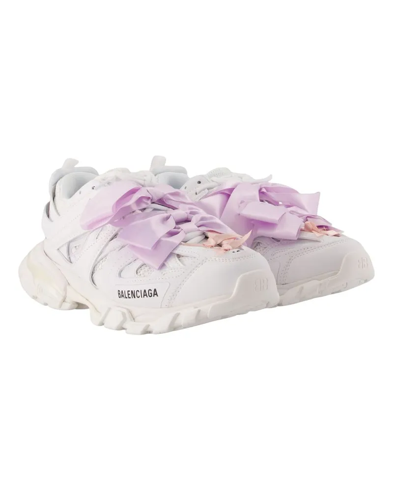 Balenciaga Women's Track Trainers -  Synthetic White-Pink Shoes Flat-Shoes White