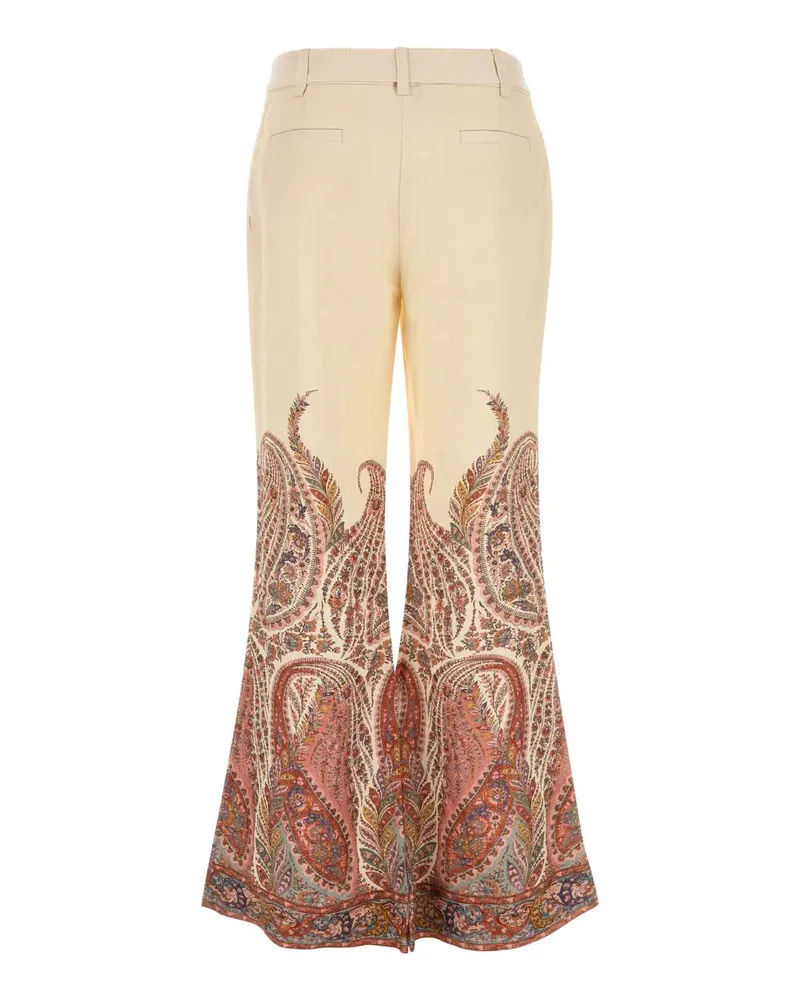 Zimmermann Women's Printed Linen Rhiannon Pant Creampaisley Pantaloni Trousers Beige