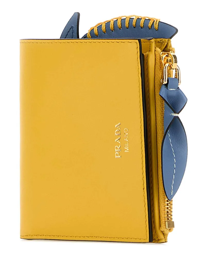 Prada Women's Lampo Wallet Yellow Calf Yellow