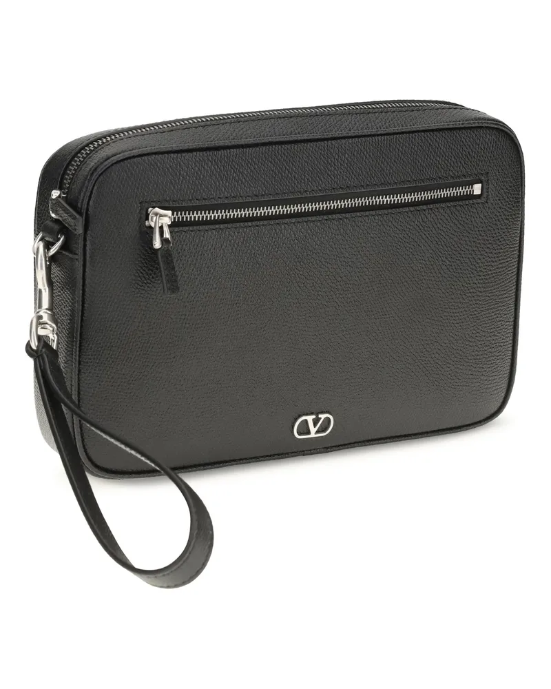 Valentino Garavani Men's Vlogo Signature Pouch Nero Calf Leather Bos Taurus Handbags Hand Bags Black