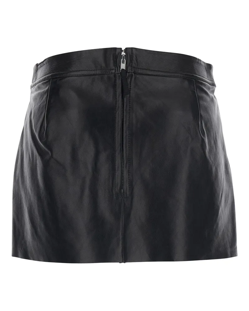 Rick Owens Sculptural Lambskin Leather Miniskirt — Black Black