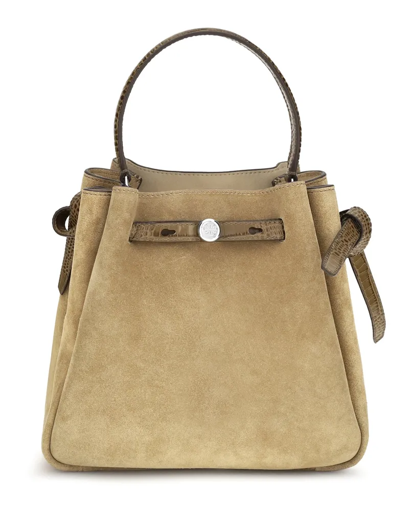 Tory Burch Women's Romy Suede Bucket Bag Stone Beige